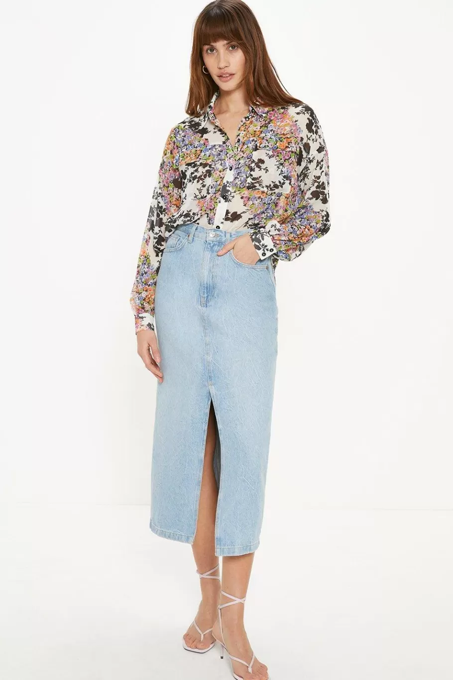 Oasis Floral Patch Pocket Front Chiffon Shirt Multi Outlet