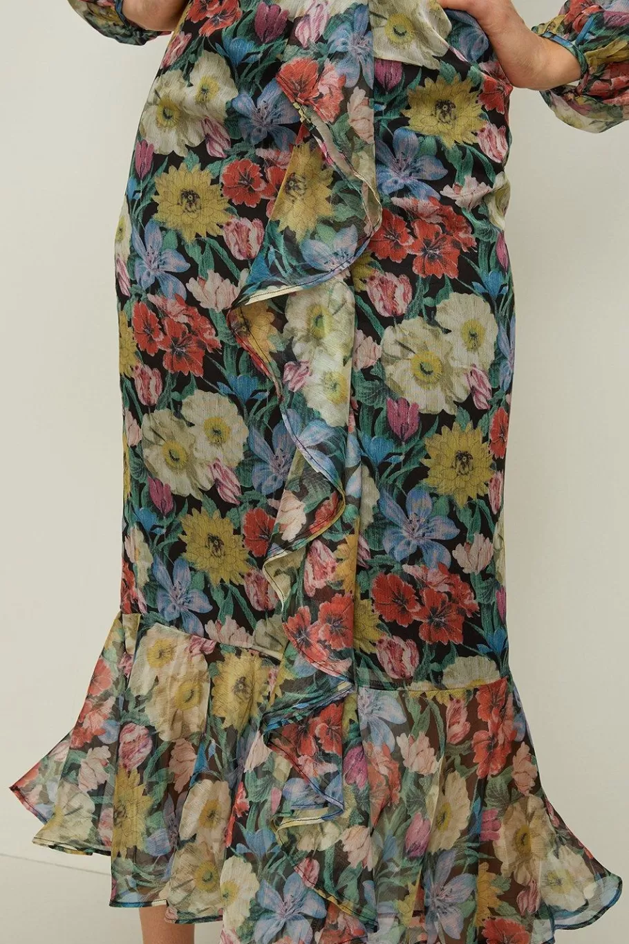 Oasis Floral Plunge V Neck Midi Dress Multi Fashion