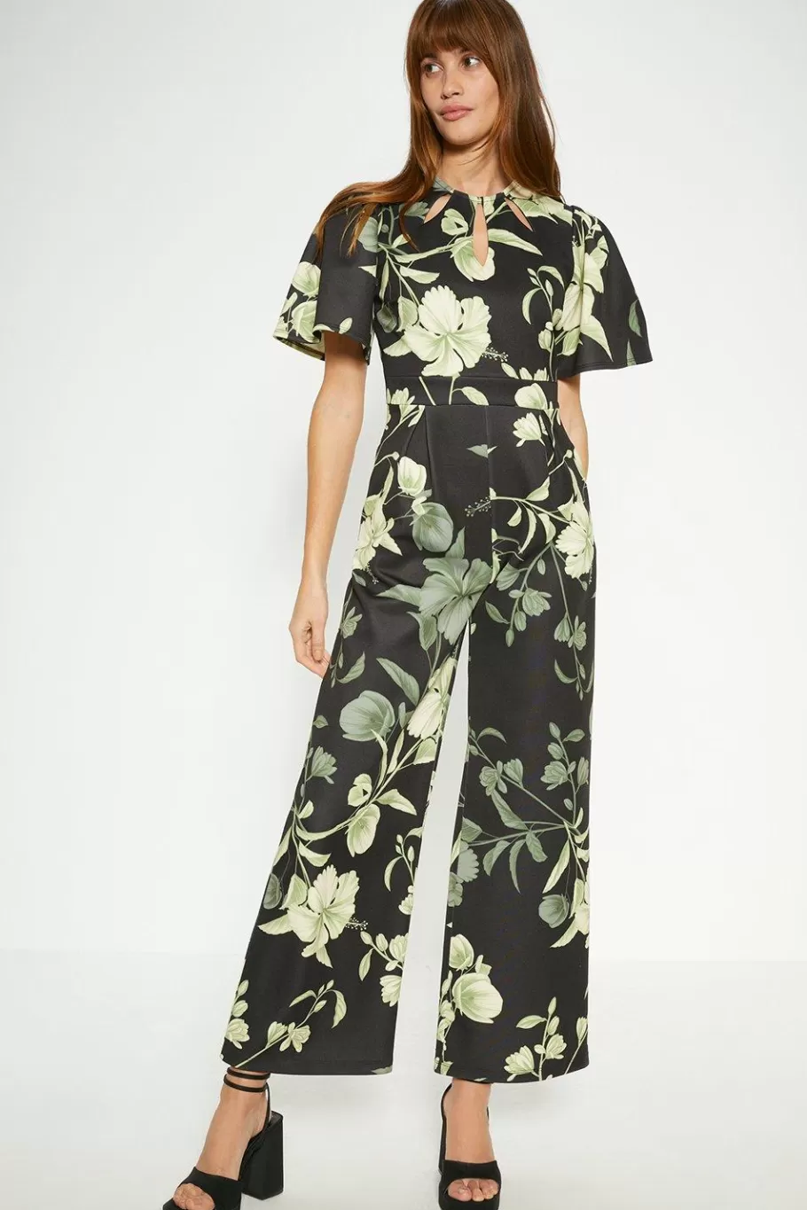 Oasis Floral Printed Scuba Cut Out Jumpsuit Green Online