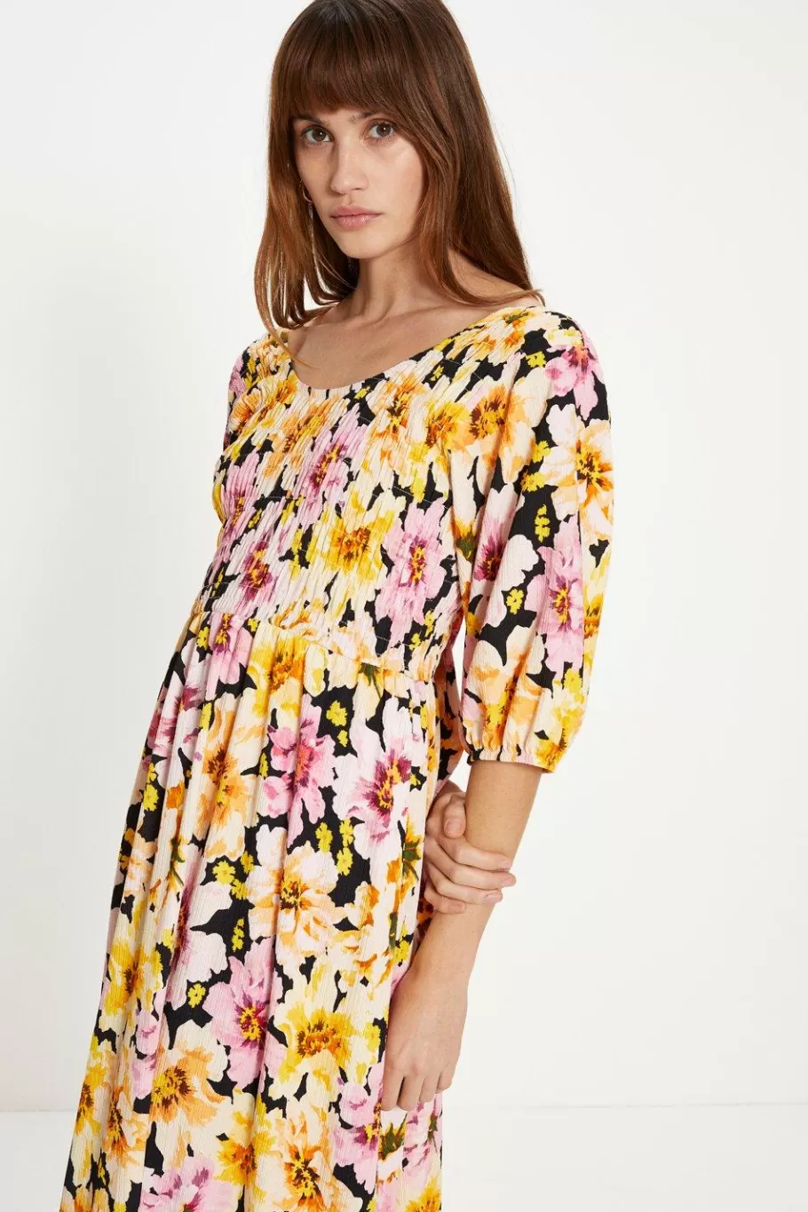 Oasis Floral Tie Back Crinkle Midi Dress Multi Flash Sale