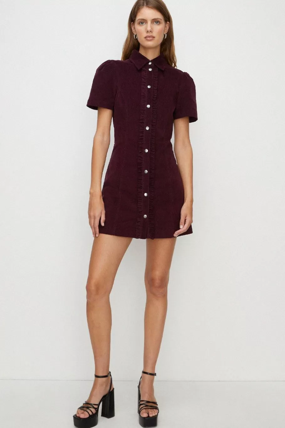 Oasis Frill Placket Mini Dress Navy Best Sale