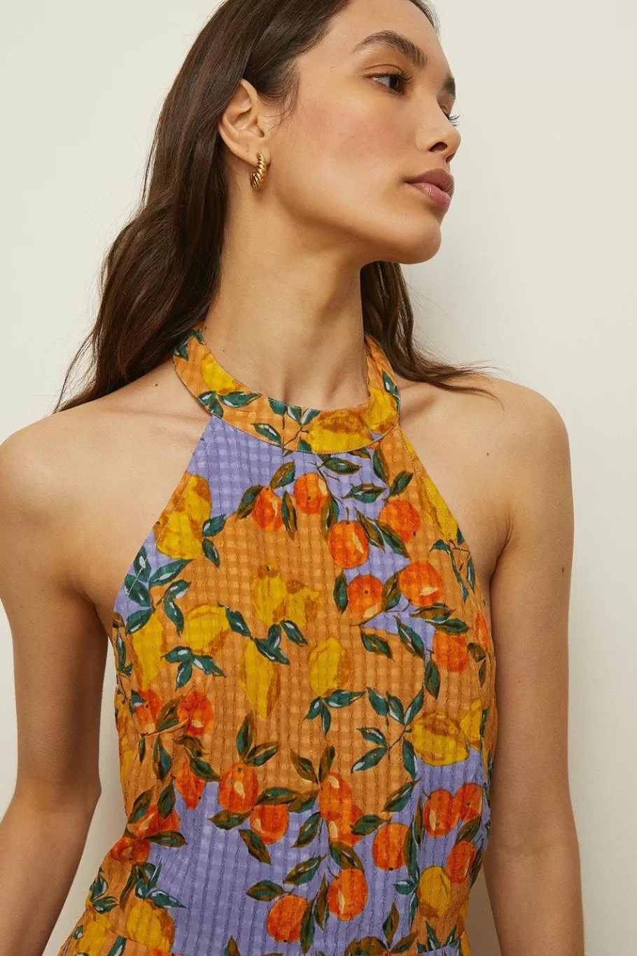 Oasis Fruit Print Halter Midi Dress Multi Shop