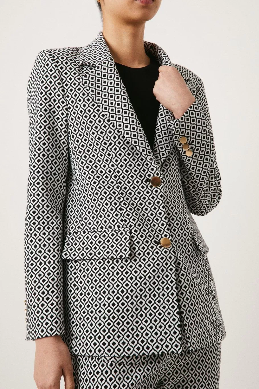 Oasis Geo Jacquard Blazer Mono Cheap