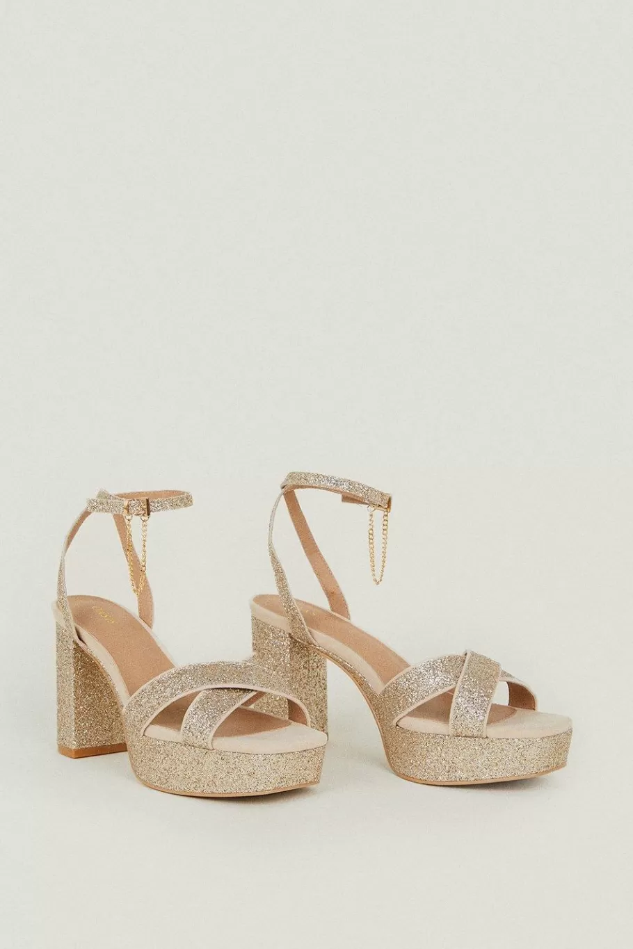 Oasis Glitter Platform Sandals Gold Store