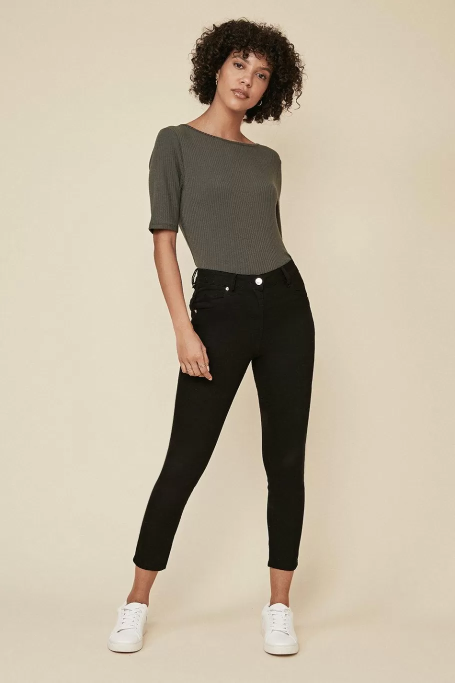 Oasis Grace Cropped Jean Black Cheap