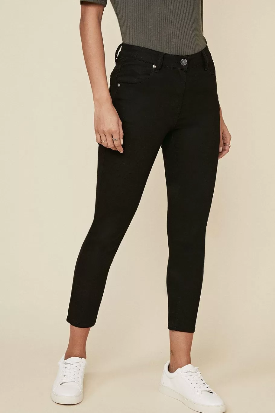 Oasis Grace Cropped Jean Black Cheap