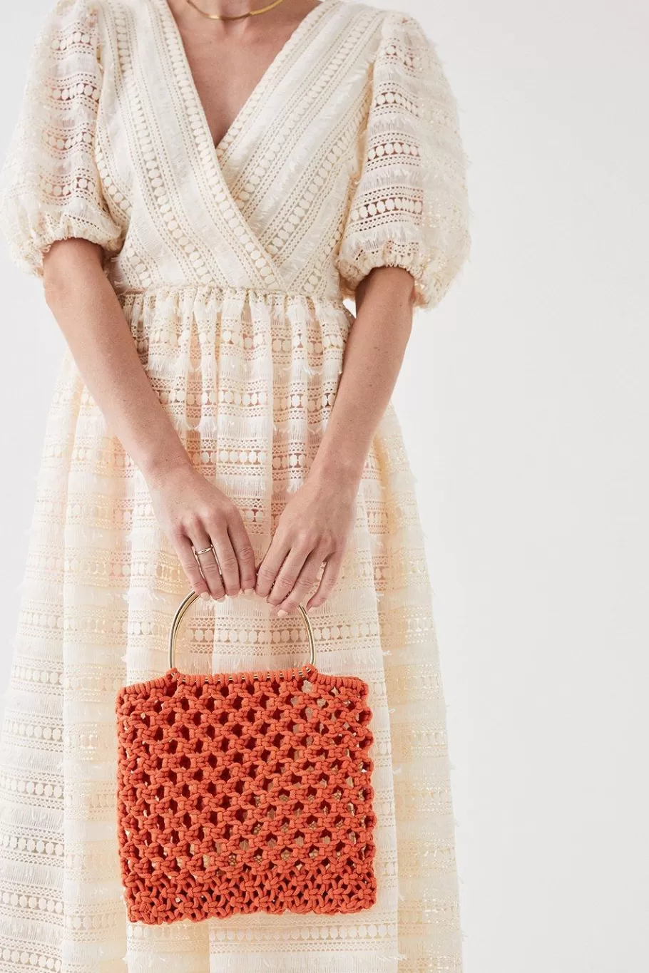 Oasis Hand Crotchet Ring Handlebag Orange Shop