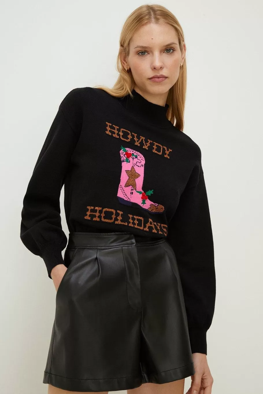 Oasis Howdy Holidays Christmas Jumper Black Best Sale