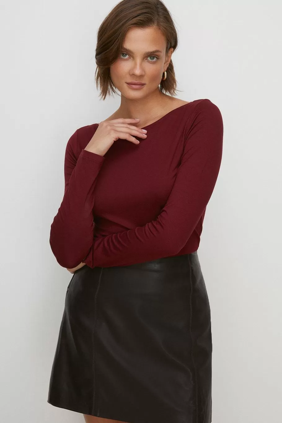 Oasis Jersey Slash Neck Long Sleeve Top Berry Store