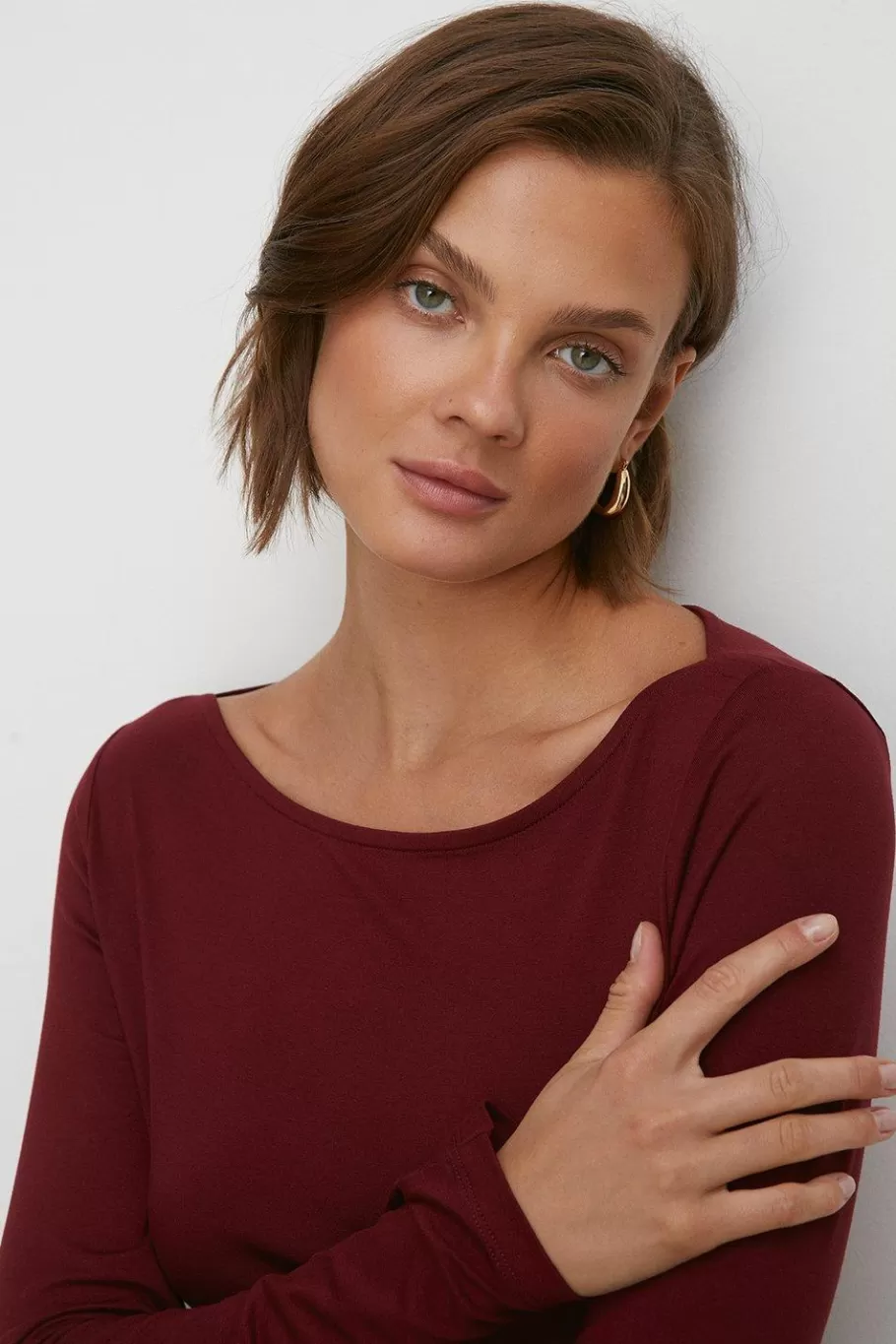 Oasis Jersey Slash Neck Long Sleeve Top Berry Store