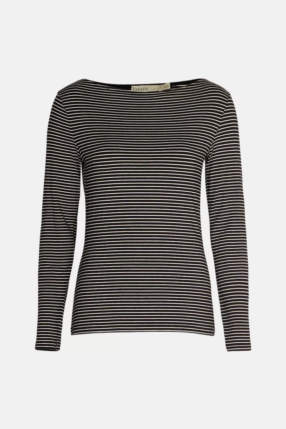 Oasis Jersey Stripe Slash Neck Long Sleeve Top Blackwhite Shop