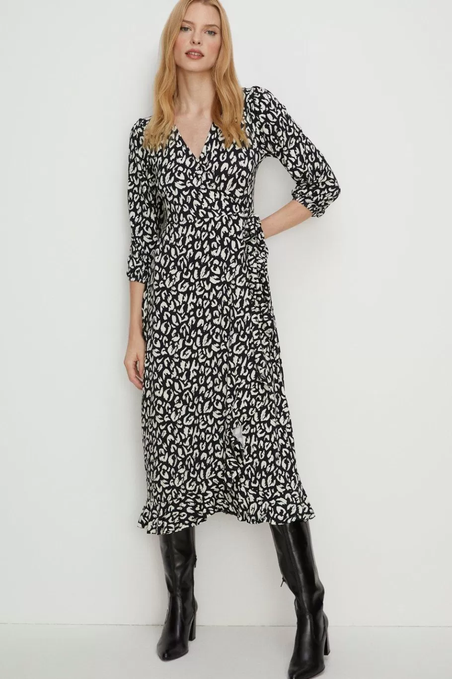 Oasis Jersey Wrap Midi Dress Animal Cheap