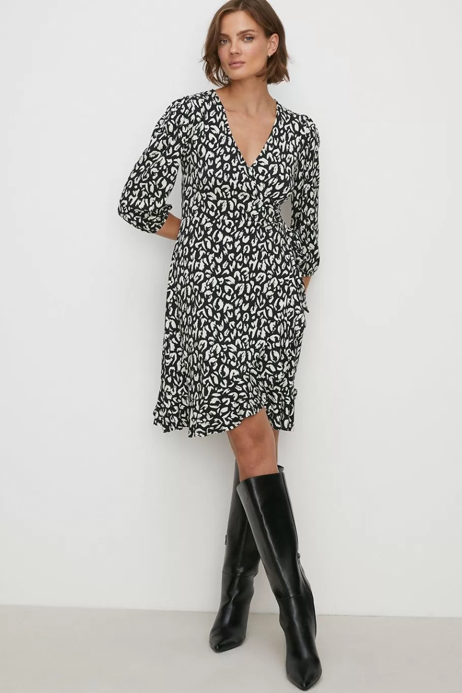 Oasis Jersey Wrap Mini Dress Animal Flash Sale