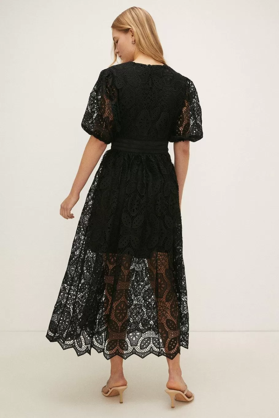 Oasis Lace Button Through Midaxi Dress Black Outlet