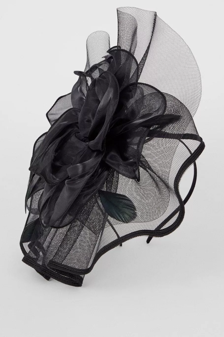 Oasis Large Flower And Feather Fascinator Black Cheap