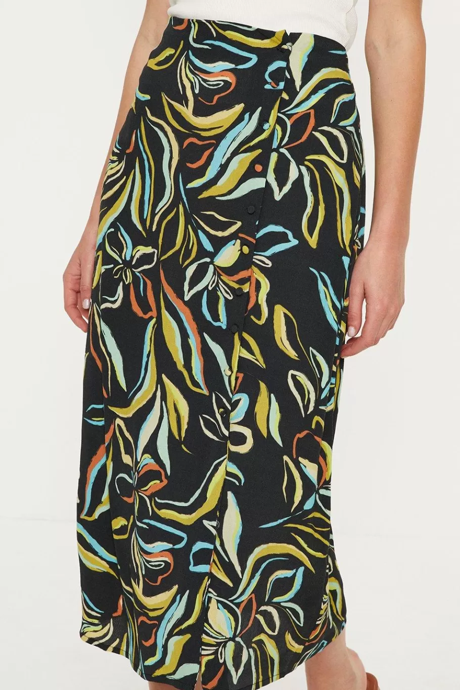 Oasis Leafy Floral Printed Midi Skirt Multi Outlet