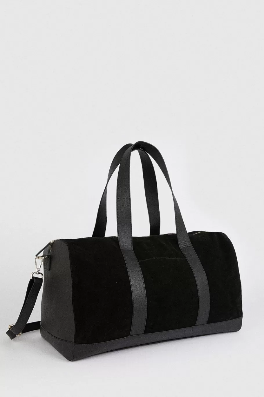 Oasis Leather And Suede Detail Holdall Weekend Bag Black Fashion