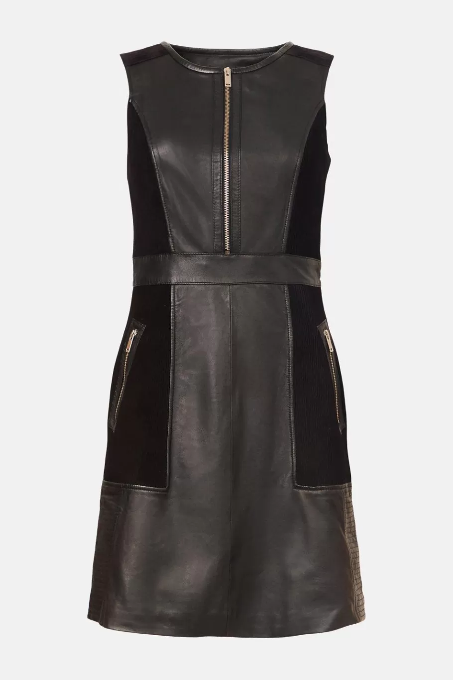 Oasis Leather And Suede Patched Dress Black Best Sale