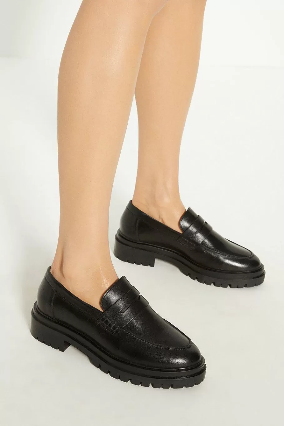 Oasis Leather Chunky Loafers Black Store