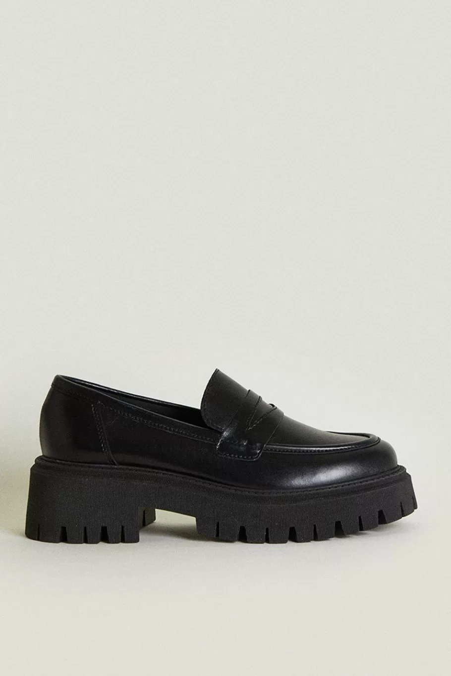 Oasis Leather Chunky Loafers Black New