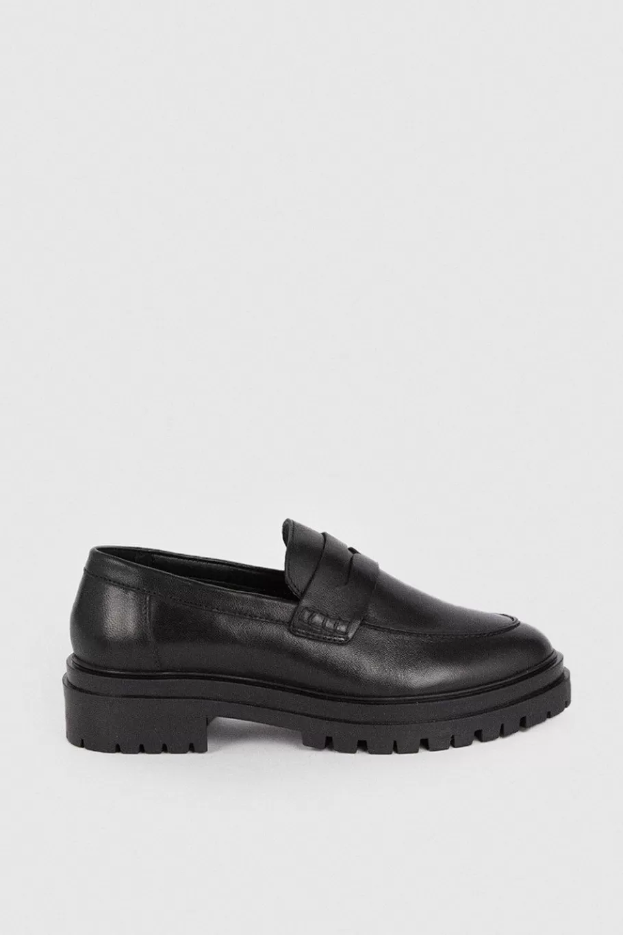 Oasis Leather Chunky Loafers Black Store