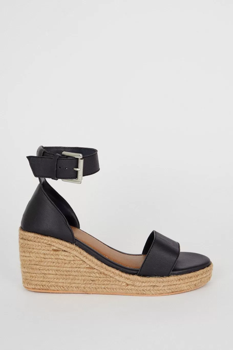 Oasis Leather Espadrille Wedges Black Flash Sale