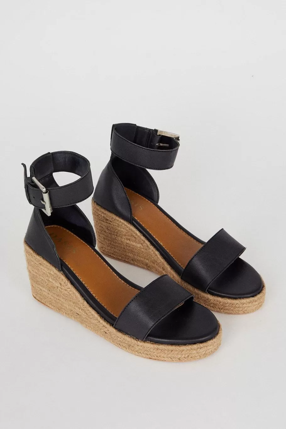 Oasis Leather Espadrille Wedges Black Flash Sale