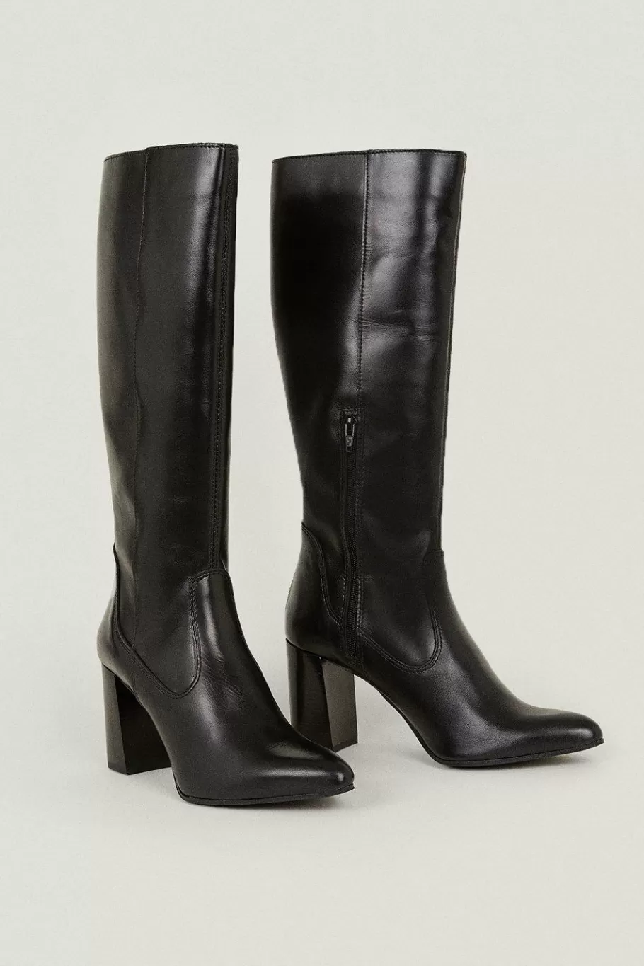 Oasis Leather Knee High Boots Black Best Sale