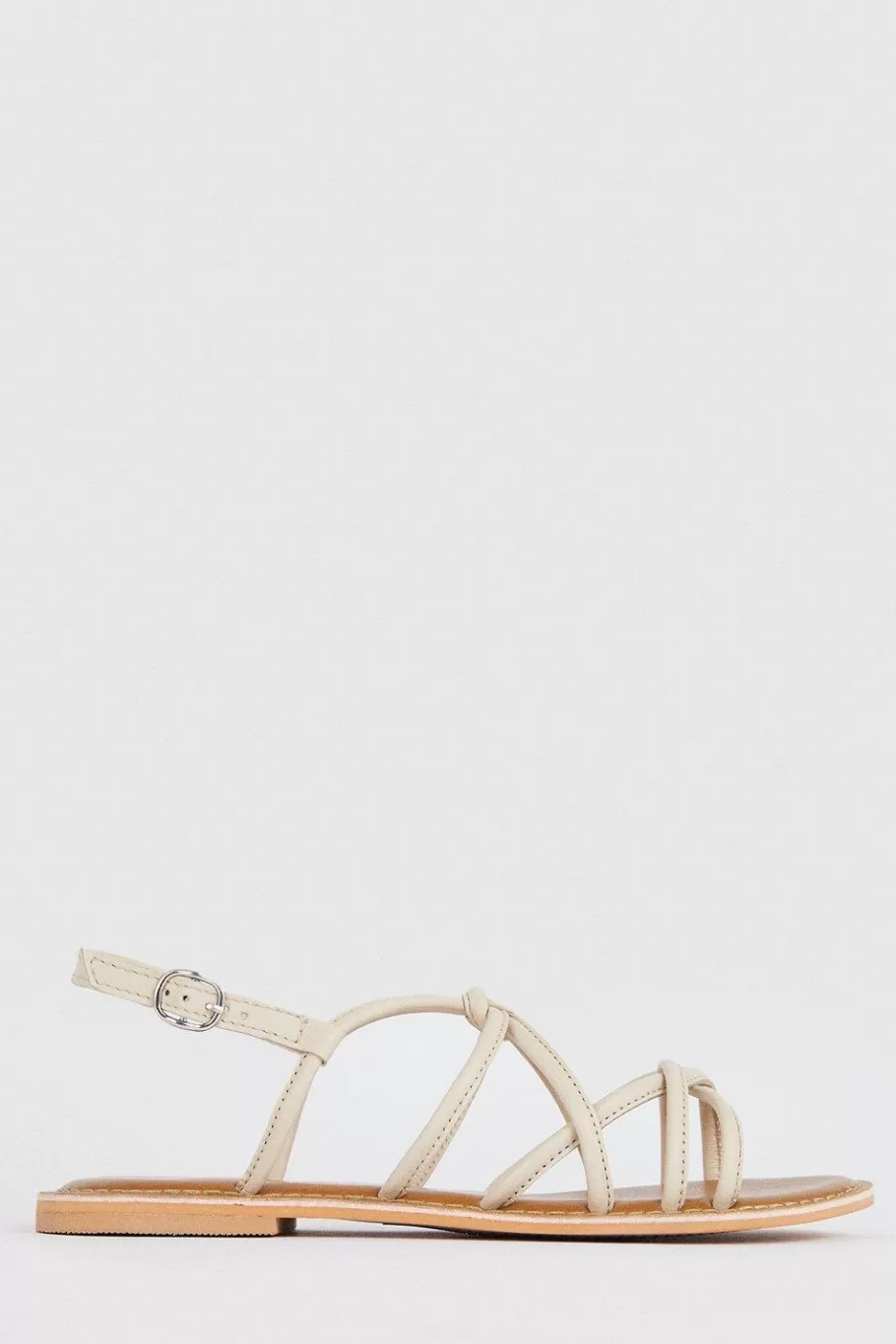 Oasis Leather Knot Flat Sandals Cream Clearance