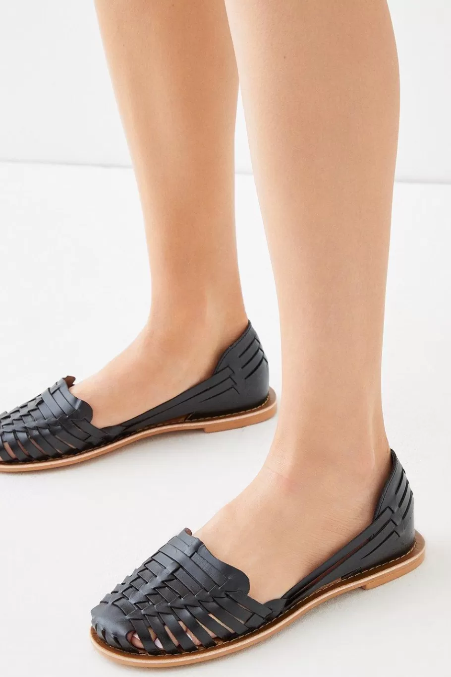 Oasis Leather Woven Flat Sandals Black Best Sale