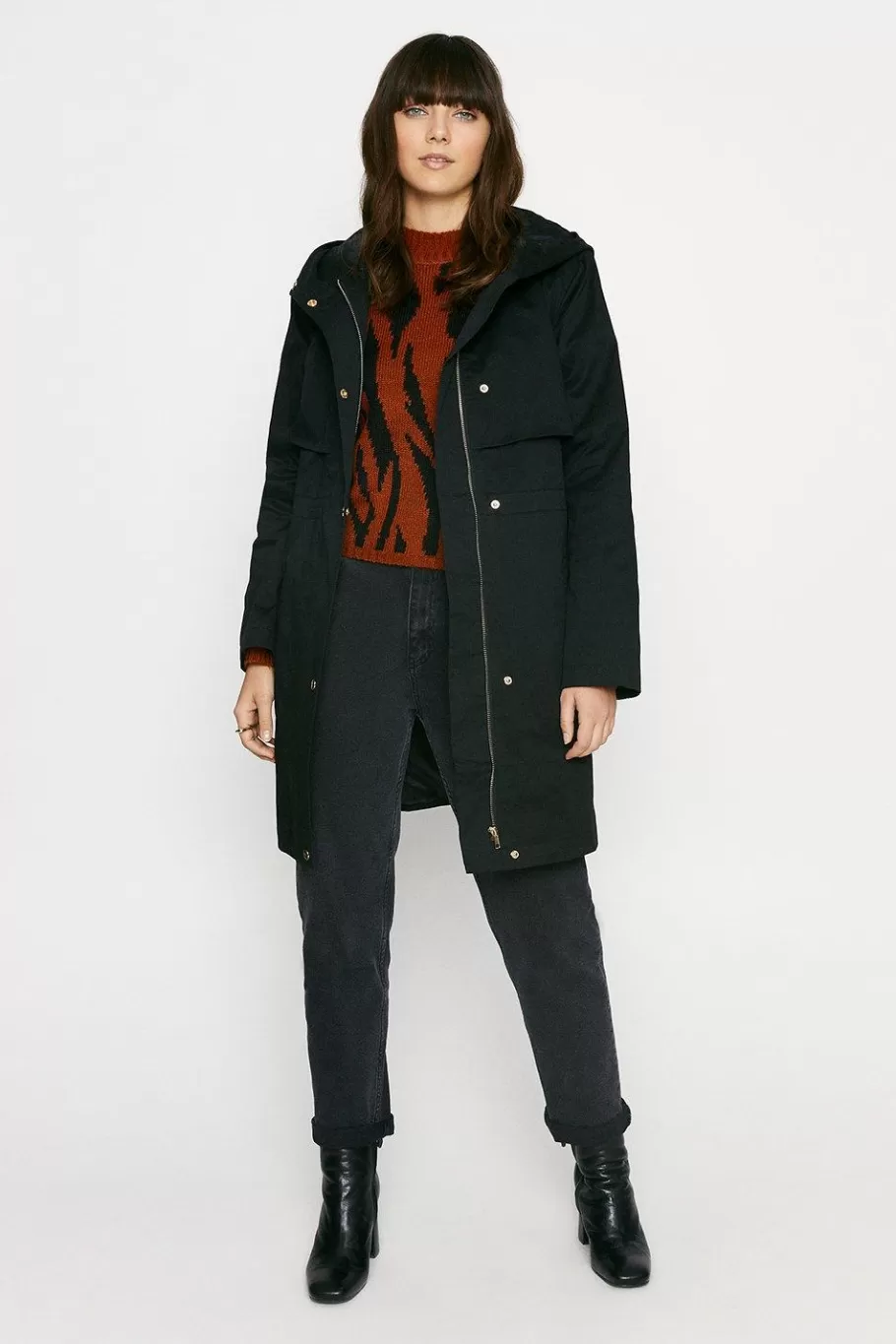 Oasis Lightweight Parka Black Fashion