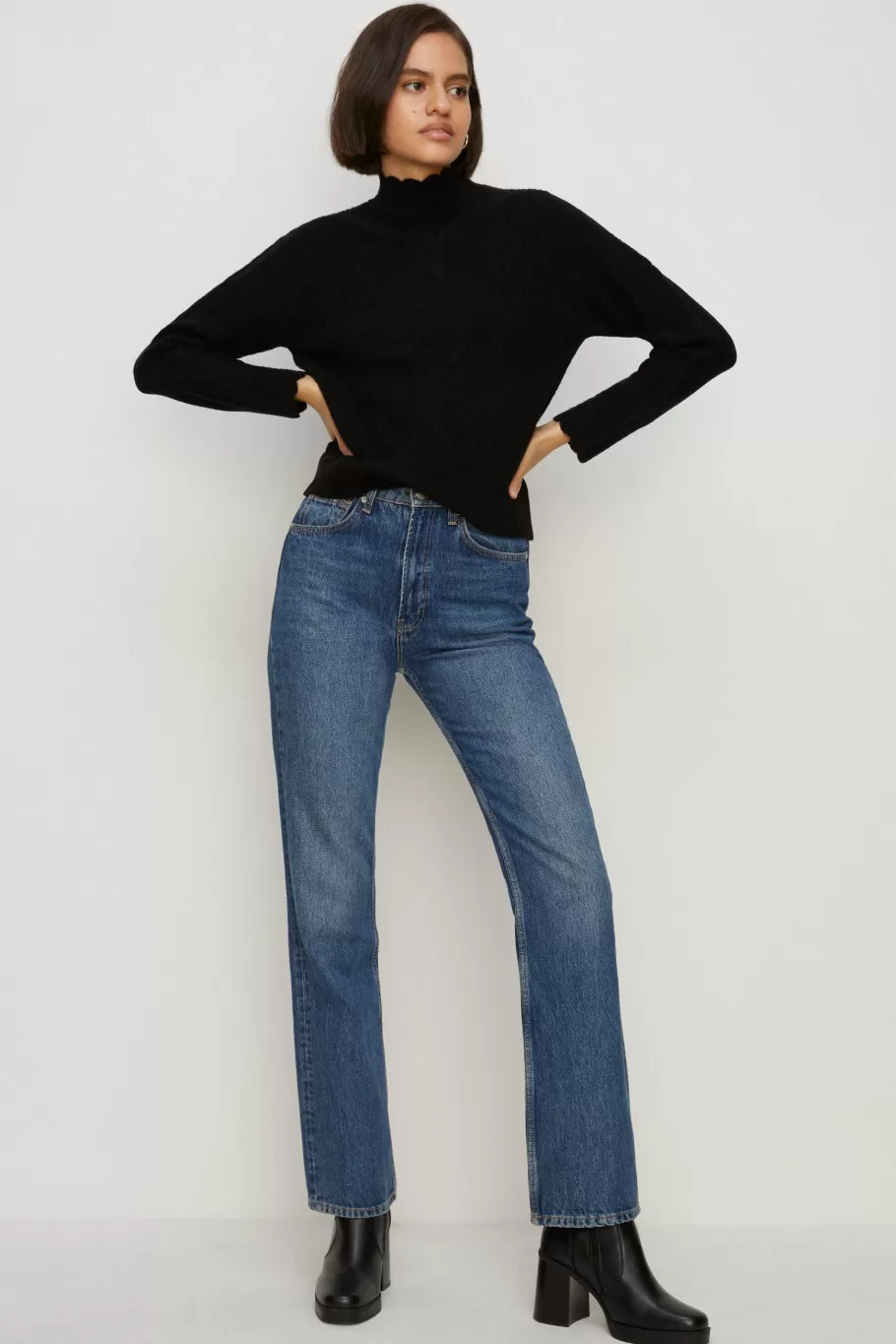 Oasis Lofty Cable And Pointelle Knitted Jumper Black Sale