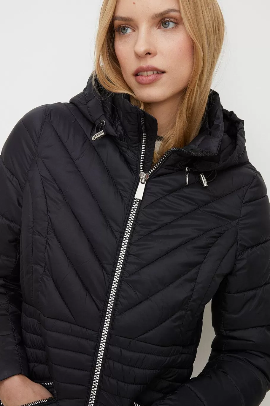 Oasis Longline Padded Packable Jacket Black Fashion