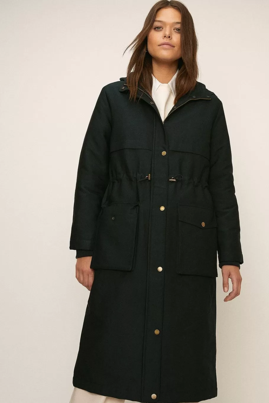 Oasis Longline Quilted Winter Parka Black Sale