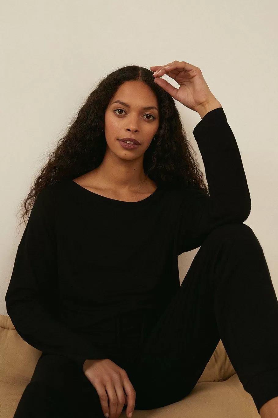 Oasis Lounge Batwing Top Black Outlet