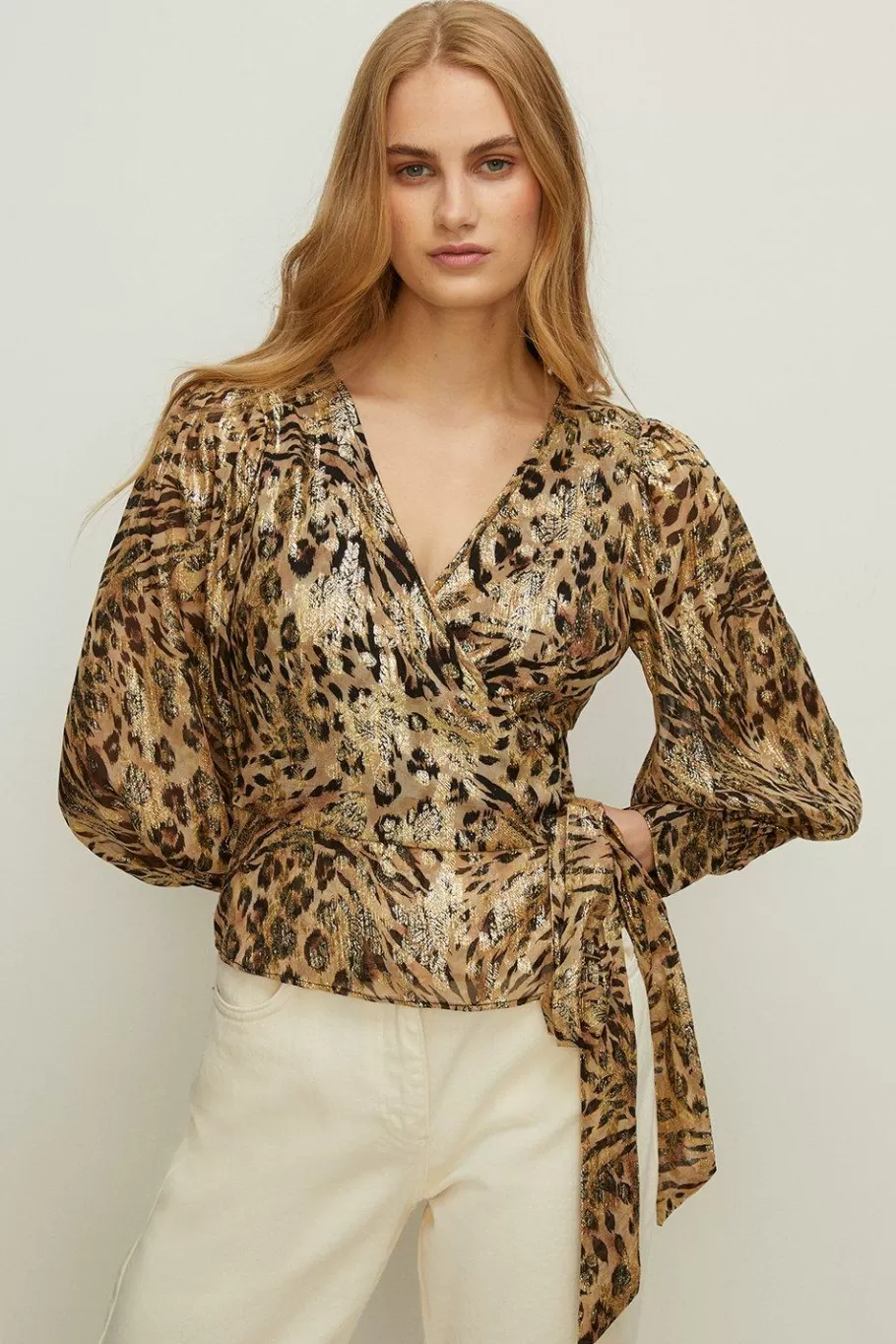 Oasis Metallic Wrap Top Animal Best