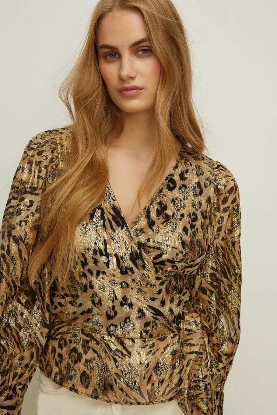 Oasis Metallic Wrap Top Animal Best