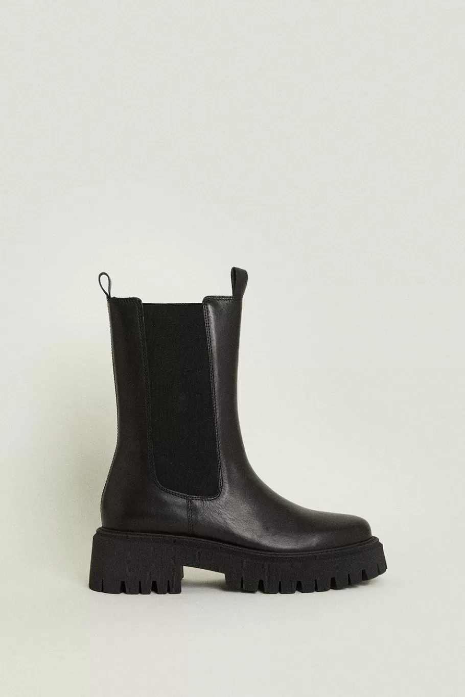 Oasis Mid Calf Leather Boot Black Cheap