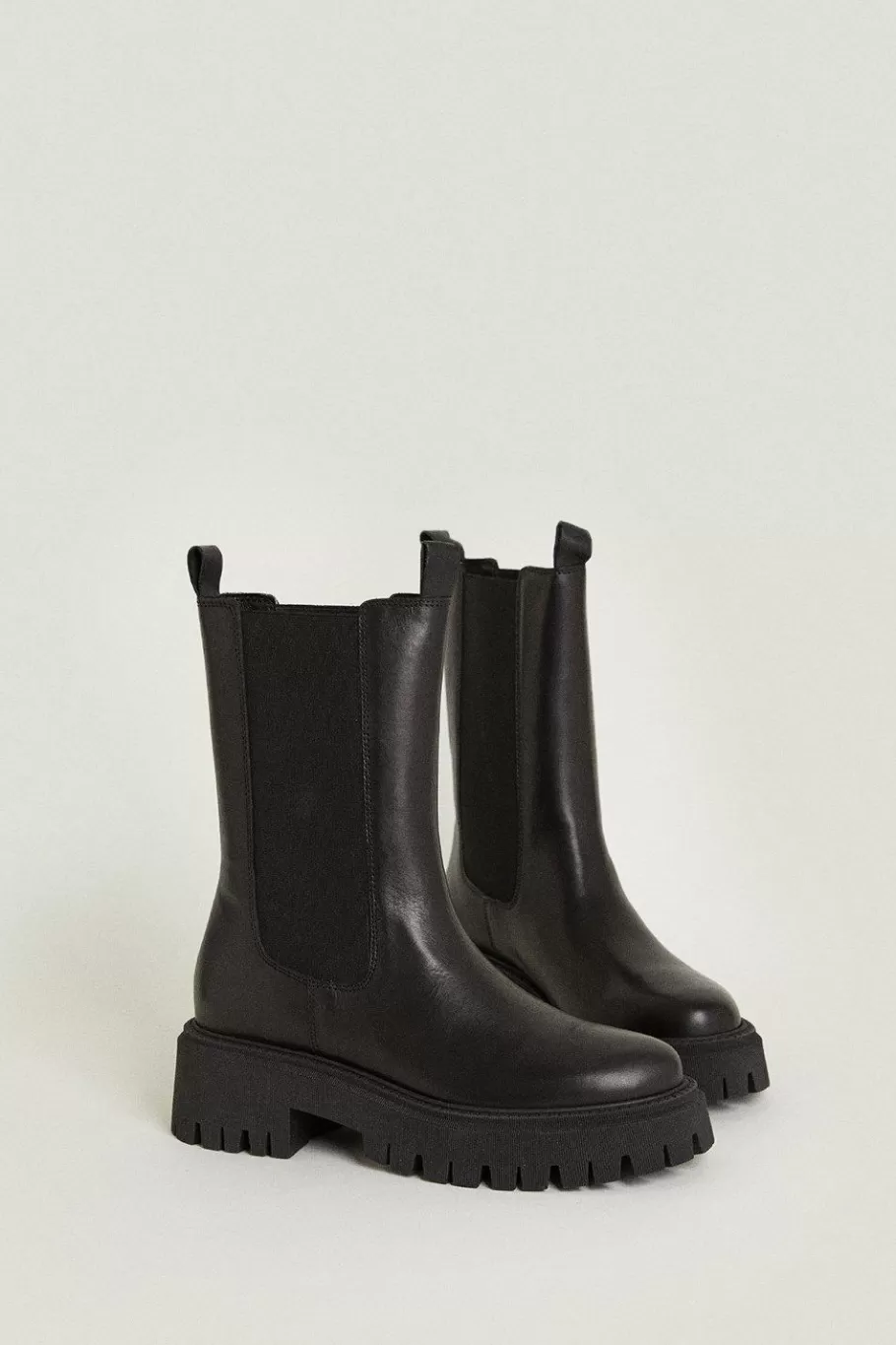 Oasis Mid Calf Leather Boot Black Cheap