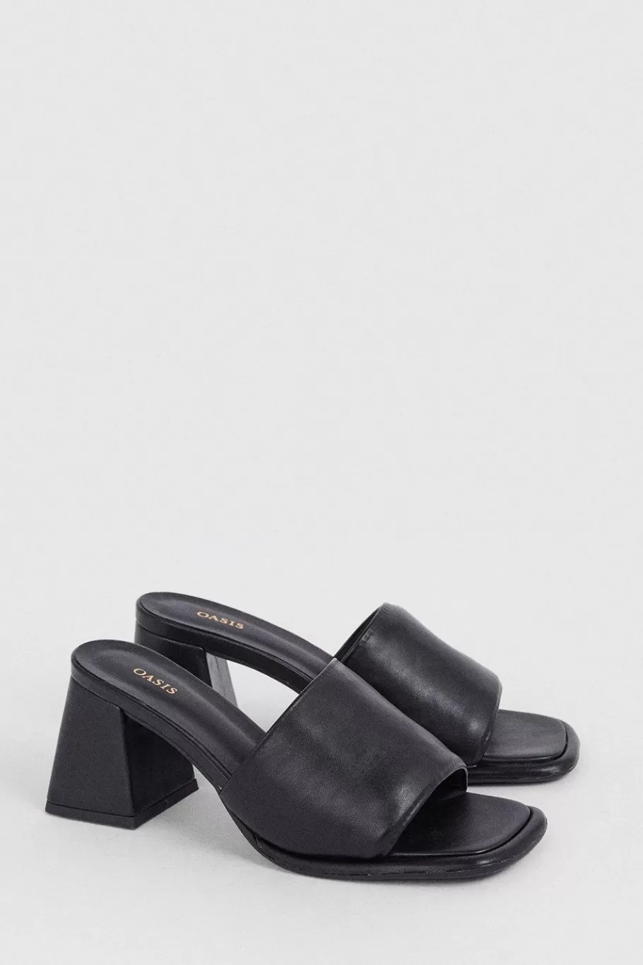 Oasis Padded Mule Block Heel Black Outlet