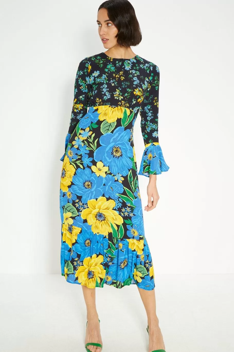 Oasis Patch Print Bold Floral Midi Dress Multi Cheap