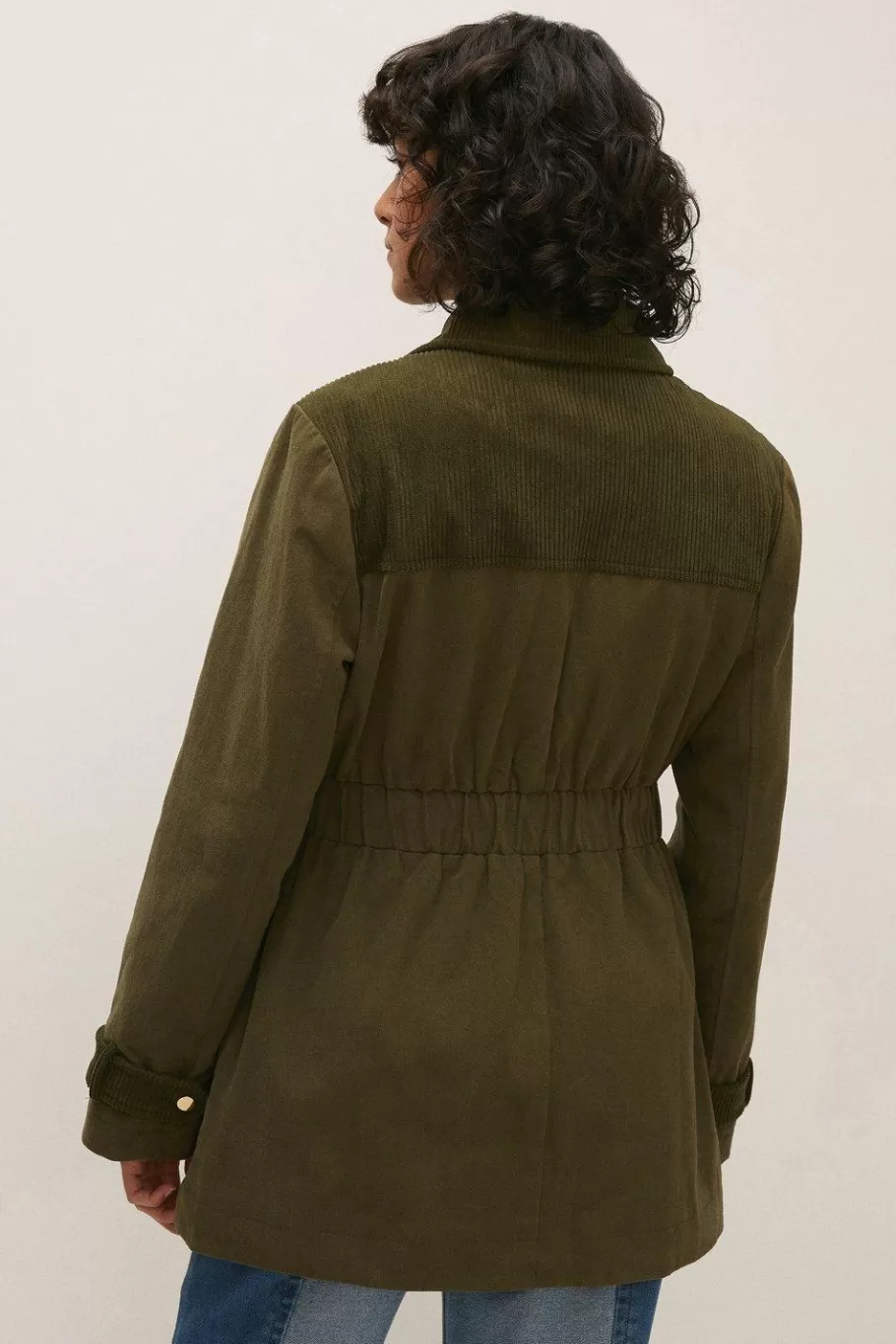 Oasis Patched Pocket Coat Khaki Clearance