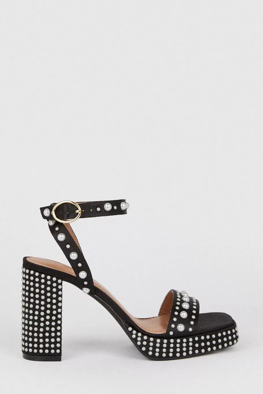 Oasis Pearl Embellished Chunky Heel Sandals Black Best Sale