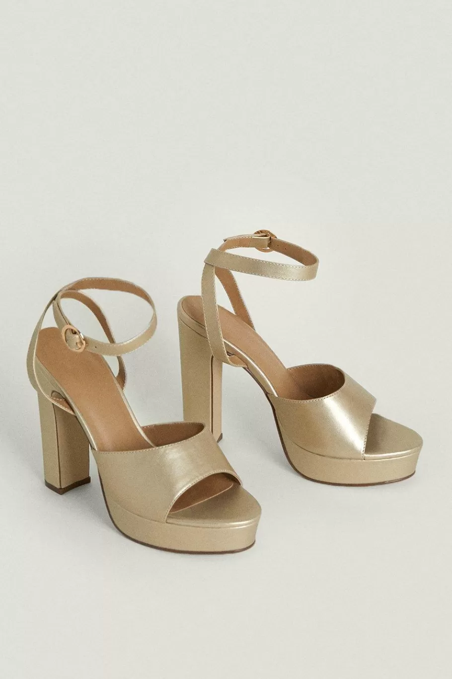 Oasis Peep Toe Platform Sandals Gold Shop