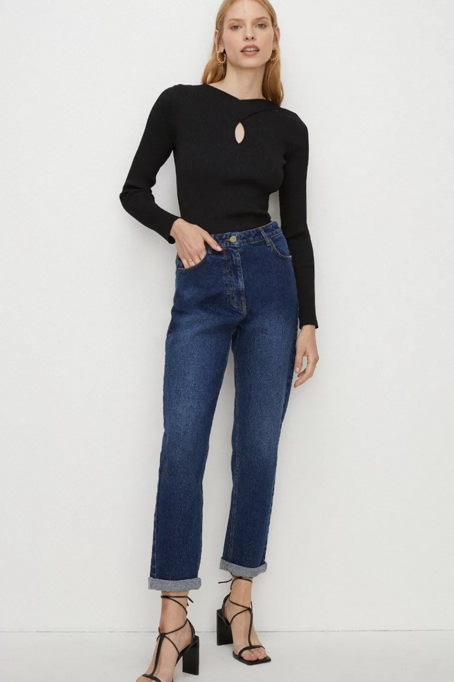 Oasis Petite Ava Relaxed Boyfriend Jean Indigo Clearance