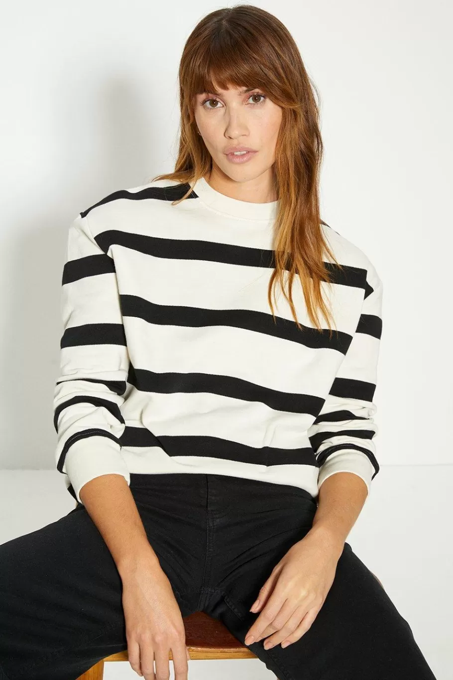 Oasis Petite Boxy Sweatshirt Stripe Shop