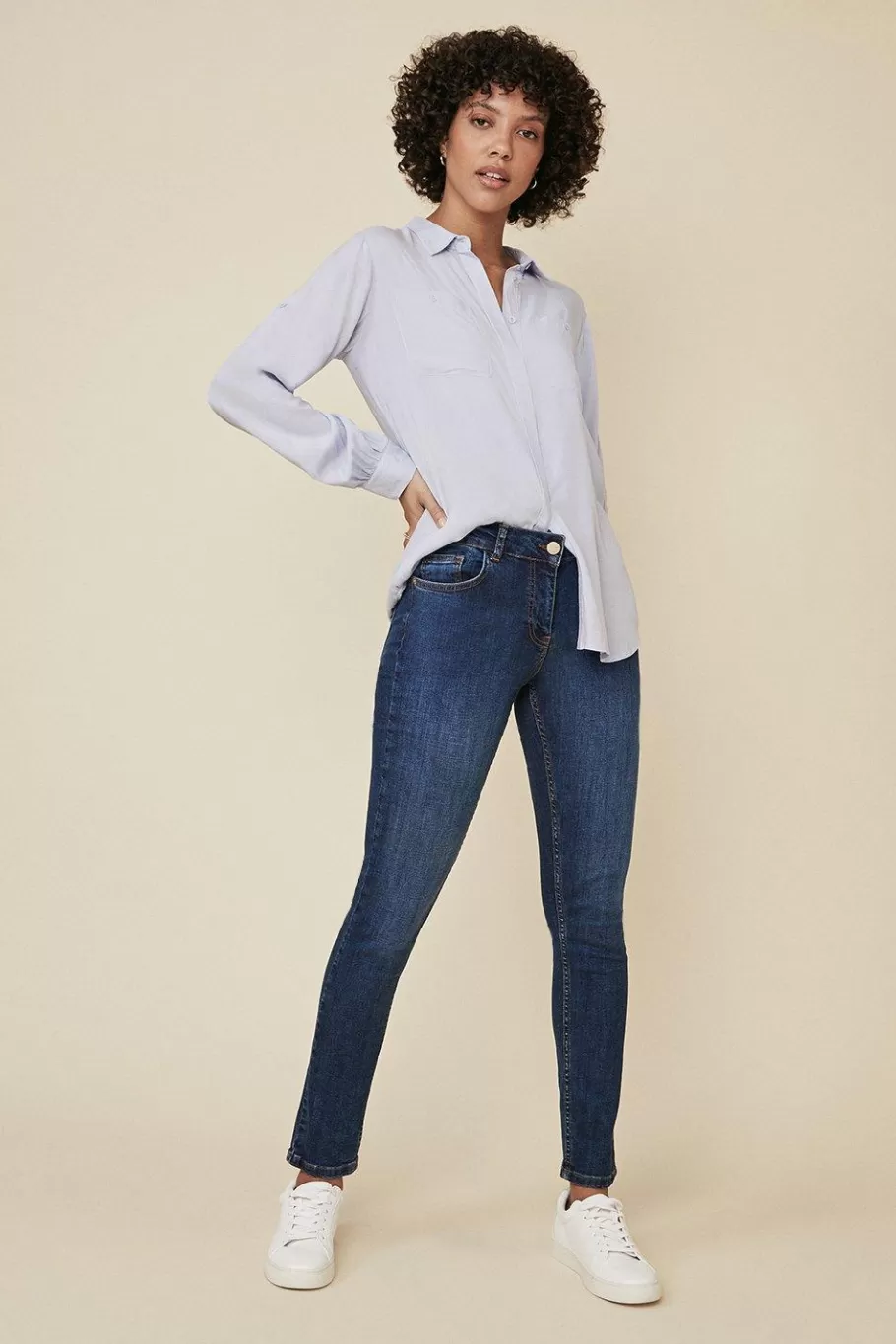 Oasis Petite Cherry Organic Sculpting Slim Leg Jean Washed Blue New