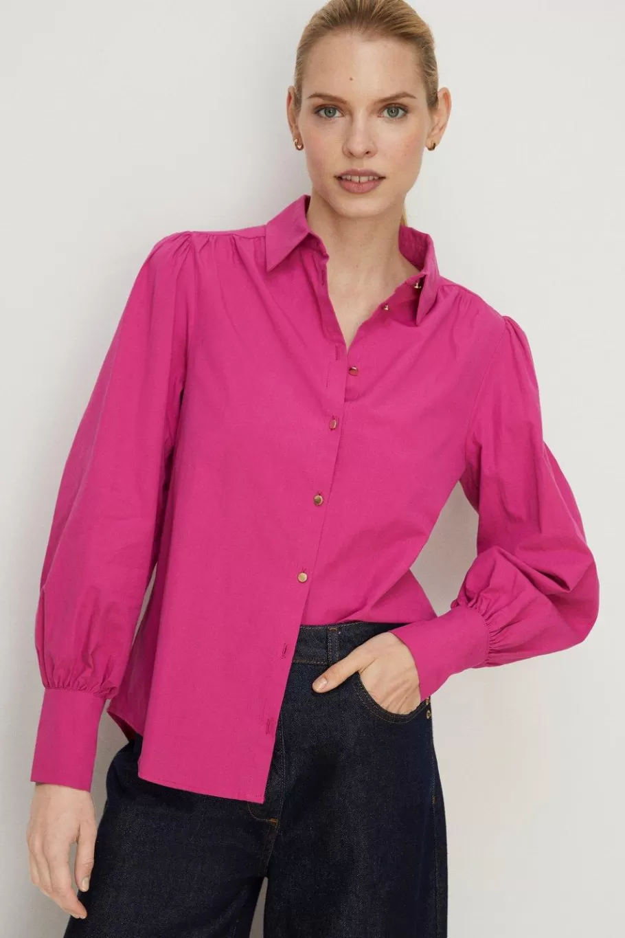 Oasis Petite Cotton Poplin Essential Shirt Hot Pink Shop