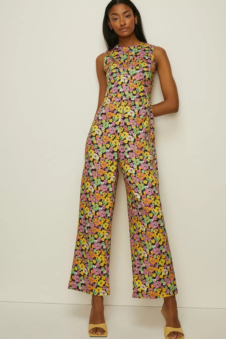 Oasis Petite Ditsy Floral Scuba Keyhole Jumpsuit Multi Outlet