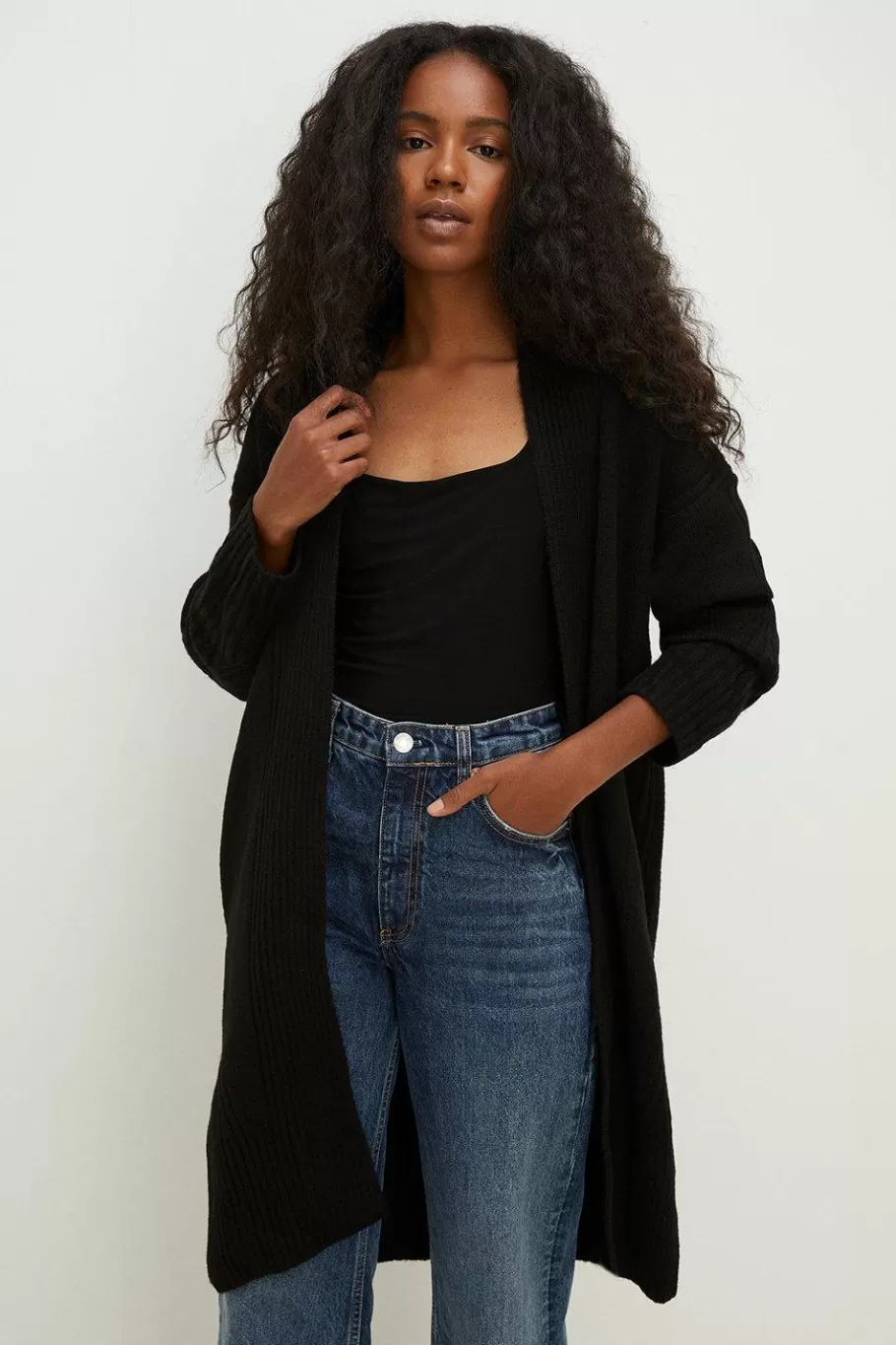 Oasis Petite Edge To Edge Oversized Cardigan Black Best